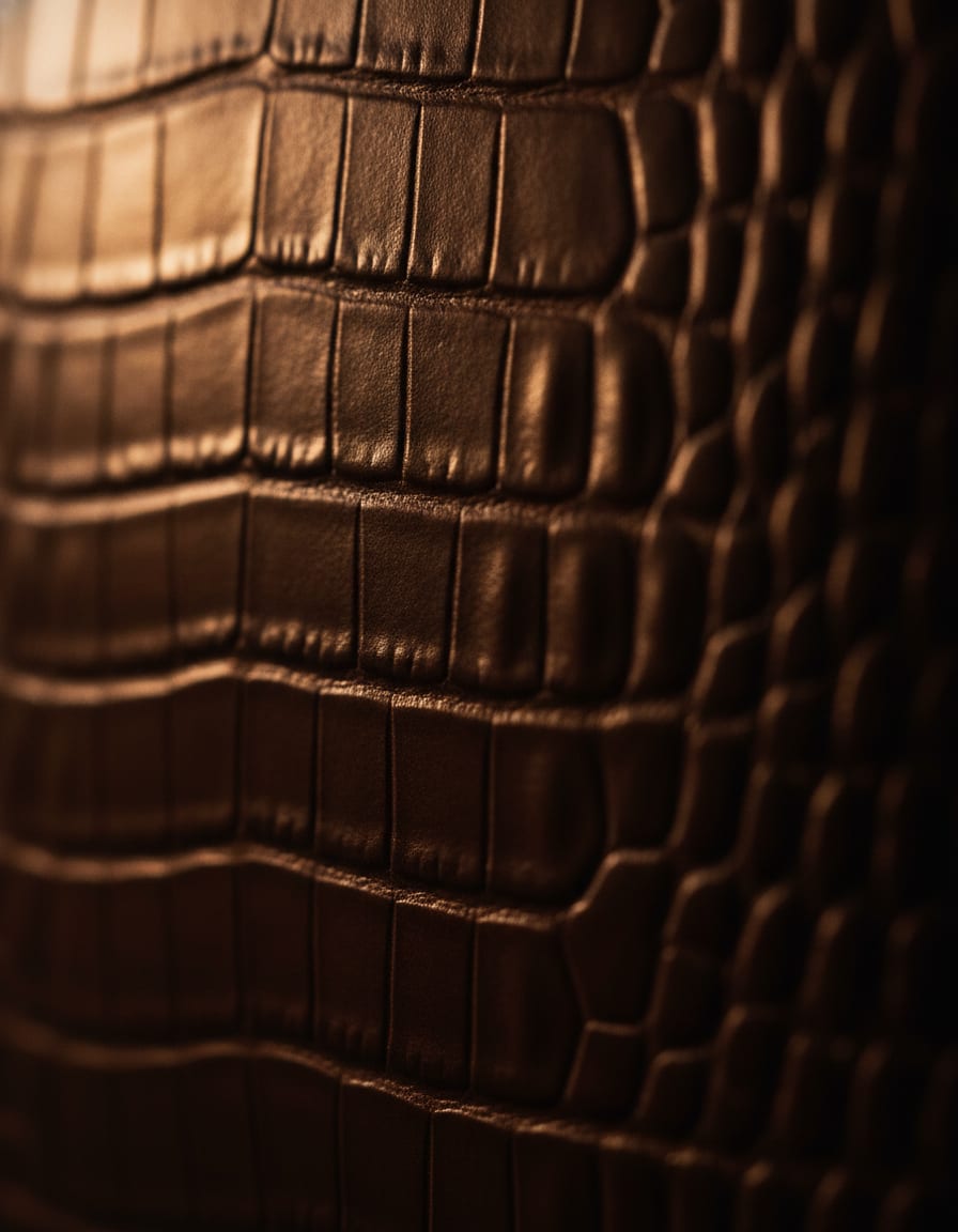Close-up of croc-embossed calfskin