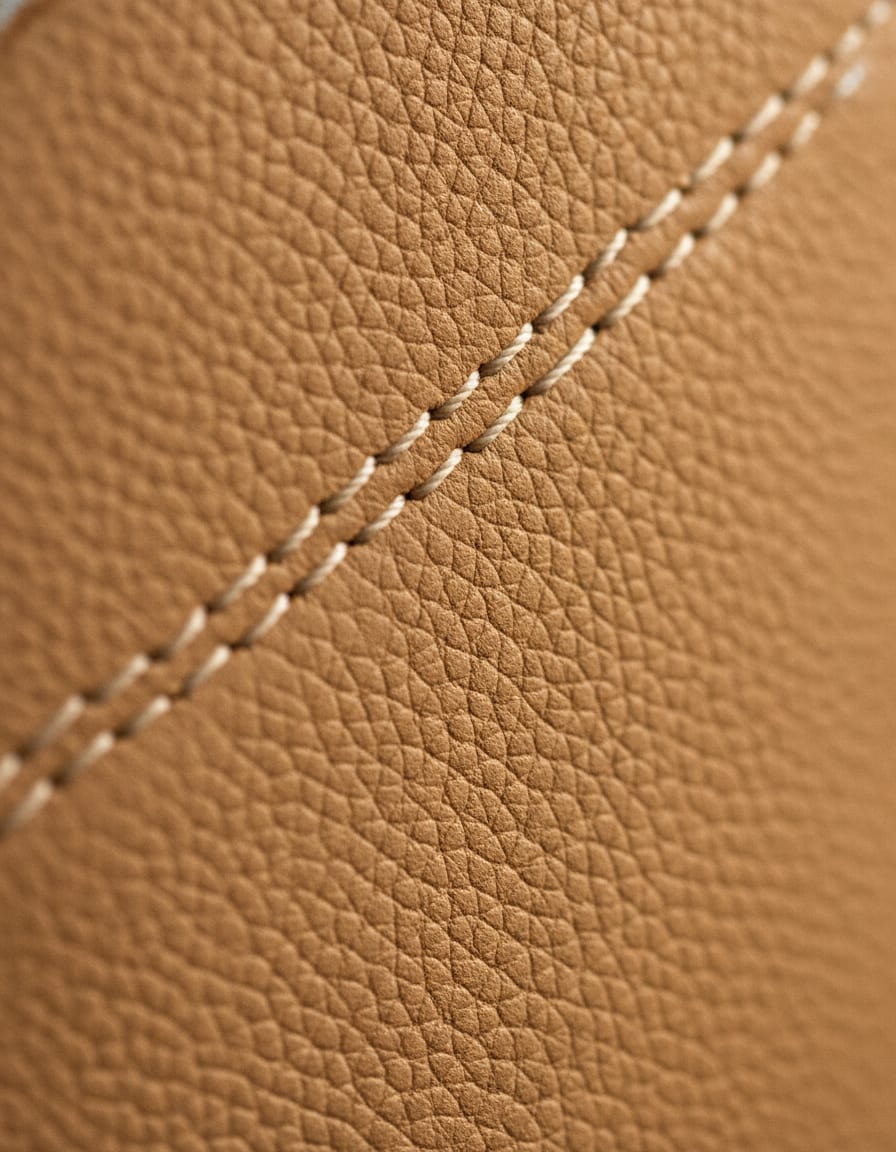 Close-up of pebbled calfskin